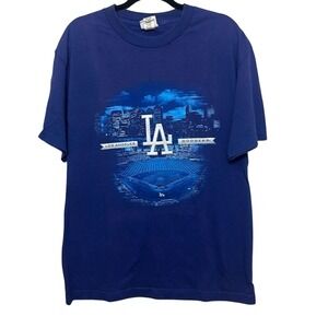 Y2K‎ Majestic Mens Blue Los Angeles Dodgers Stadium Short Sleeve T-Shirt Large